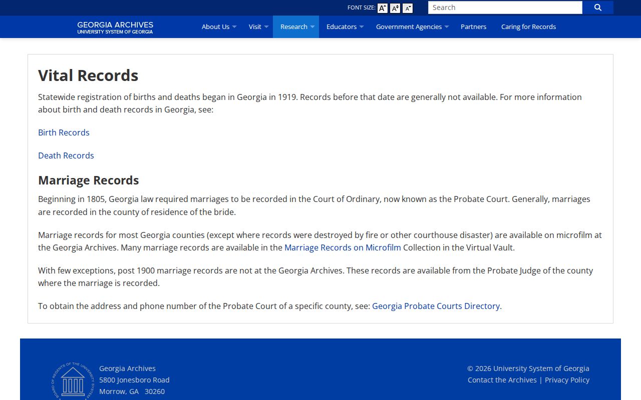 Georgia Archives vital records guide for historical family research