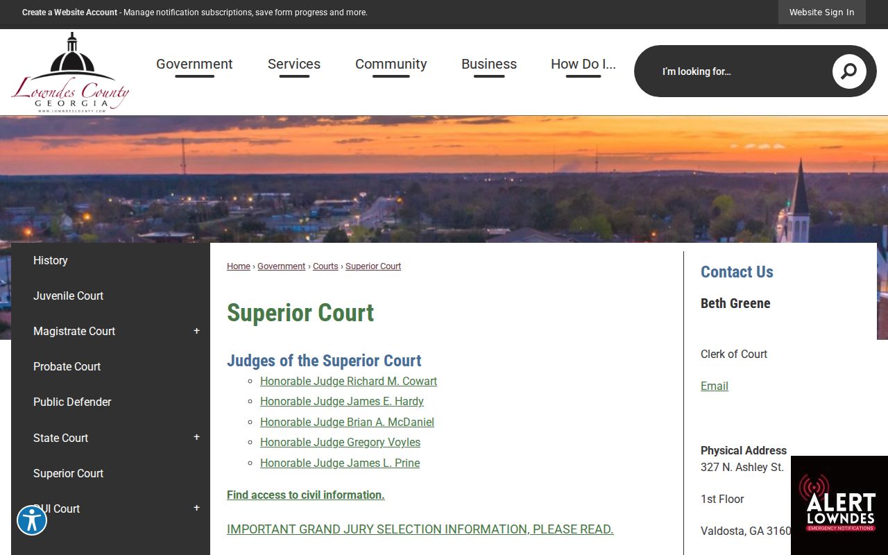 Lowndes County Superior Court information for a Valdosta resident lookup
