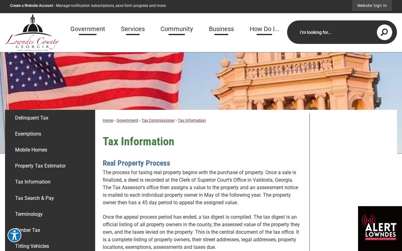 Valdosta street directory Lowndes tax digest information